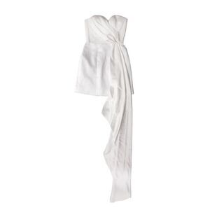 Halpern Exclusive Draped Satin Bustier Mini Dress in White NWOT Size 42/ 10